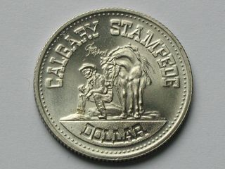 Calgary Ab Canada 1974 Stampede Dollar Token/coin Horse & Cowboy & Antique Plane