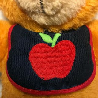 Vintage Fisher Price Freddy Teddy Bear 1975 Apple Bib Squeaker Orange Plush 418 6