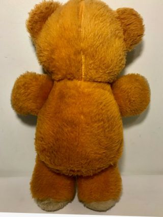 Vintage Fisher Price Freddy Teddy Bear 1975 Apple Bib Squeaker Orange Plush 418 7