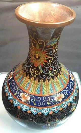 Fine Quality Antique Chinese Cloisonne Vase,  Dragon Chasing Flaming Pearl c 1910 5