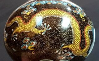 Fine Quality Antique Chinese Cloisonne Vase,  Dragon Chasing Flaming Pearl c 1910 7