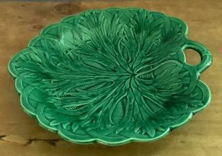 Antique 1870 Wedgwood Green Majolica Artichoke Leaf Basketweave Plate Dish