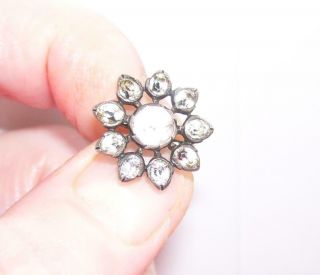 Gorgeous Antique Georgian Black Dot Diamond Paste Flower Head Brooch Pin Button