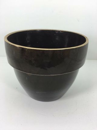 Vintage Antique Brown Glazed Es&b Pottery Stoneware Bowl Crock
