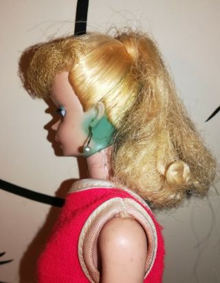 VINTAGE MIB 3 Blond Ponytail Barbie with earrings 6