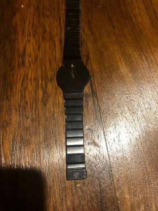 Movado Museum Model: 84 - 40 - 880a Mens Black Face Ultra Thin Quartz Watch