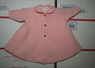 Vintage Madame Alexander Tagged Kelly 15 " Doll Pink Satin Lined Coat Marybel