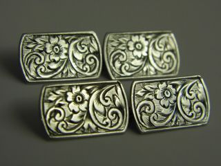 A Antique Edwardian Solid Sterling Silver Mens Cufflinks