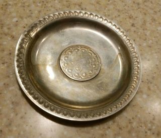 Antique Middle Eastern Silver Dish With 19 C.  Turkish Coin