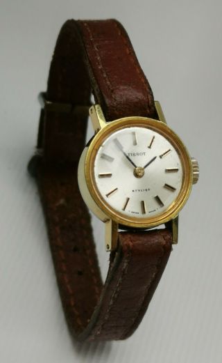 Vintage 1960s Tissot Stylist 17 Jewels Gold Plate Mechanical Ladies Wrist Watch