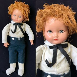 16 - 1/2” Composition & Cloth Effanbee Boy “little Brother” W/string Wig,  1930 
