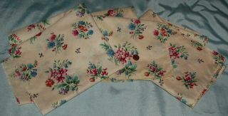 3 Antique Fabric Remnants Cotton Chintz Floral Sprays Restoration Craft C1920 - 30