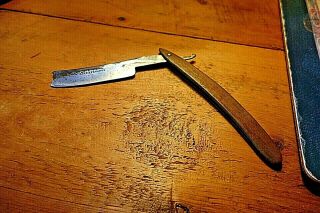 Antique Straight Razor With Wooden Handle Greaves & Sons Old Tippacanoe