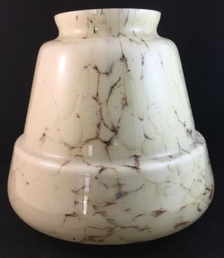 CREAM & BROWN MOTTLED CLOUD GLASS ART DECO LAMP LIGHT SHADE 5