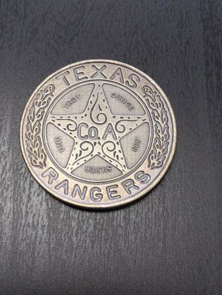 1oz.  999 Fine Silver Texas Rangers Badge Estados Unidos Mexicanos Antiqued Round