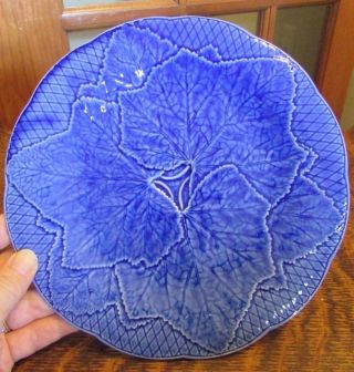 Antique 1875 Gien French Majolica Colbalt Blue Grapevine Leaf Pattern Plate
