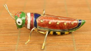 Ancient Art Chinese Old Cloisonne Hand Carved Locust Statue Pendant Decoration