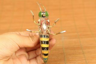 Ancient art chinese old Cloisonne Hand Carved locust Statue pendant decoration 5