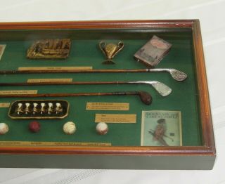 Vintage Antique History of Golf Collectible Shadow Box Wood Framed Hanging case 3