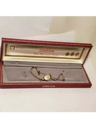 Antique Omega 14k Gold Case - Wrist Watch - Ladys - 17j - Orig Box -