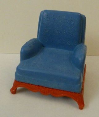 Vintage Renwall Dollhouse Furniture Blue Arm Living Room Chair No.  L - 76 2.  5 "