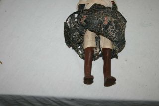 Vintage African American Carved Wooden Doll in Dress 4