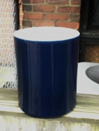 Antique Vintage Chinese Powder Blue Brush Pot Bitong Vase