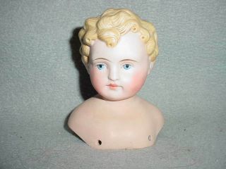 Antique Molded Hair Bisque Doll Head
