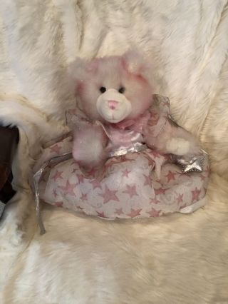Build A Bear Vintage Stuffed Pink Princess Bear Dress Silver Wand 16”