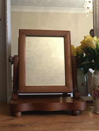 Vintage Wooden Handmade Adjustable Vanity Mirror On Stand In Lovely