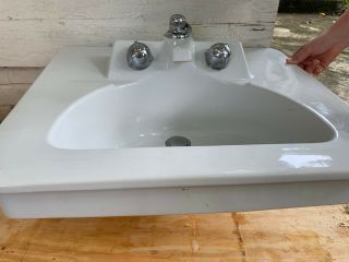 Crane Marcia White Vintage Bathroom Sink (1959) W/original Crane Faucet
