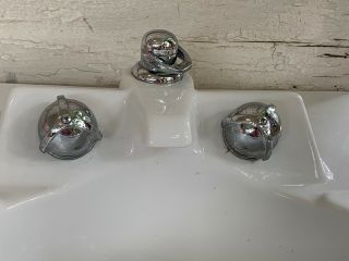 Crane Marcia White Vintage Bathroom Sink (1959) w/Original Crane Faucet 3