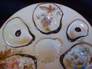 Antique Union Porcelain Oyster Plate Mussels Flowers 4