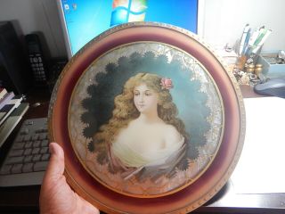 Antique Victorian Large Flue Cover Woman 14 Inch Old Estate