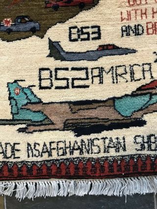 24” X 32” Hand Made Afghan Tribal Wool War Rug Map Flags B52 Tora Bora 3