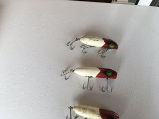 South Bend Bass - Oreno Lures Four (4) Red and White Dads Estate 5