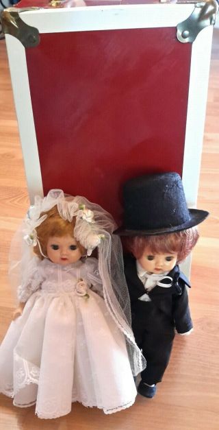 Storybook Bride And Groom Dolls In Red Case Muffie Doll
