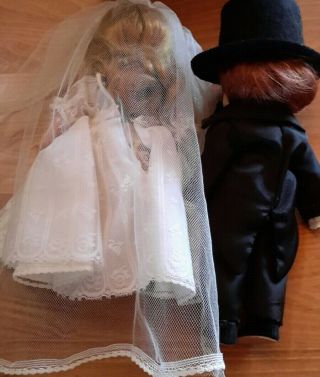 Storybook Bride And Groom Dolls in Red Case Muffie Doll 5