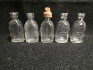 5 Vintage Amsco Doll - E - Toys Miniature Glass Baby Bottles
