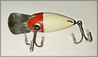 Tough Early Wood Fishathon Dizzy Diver Lure Red White OK 1940s 3
