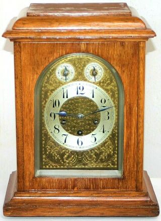 Antique German Junghans 1914 Large Bracket Clock W/ Quarterly Westminster Chime.