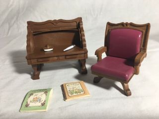 Calico Critters/sylvanian Families Vintage Roll Top Desk & Swivel Chair