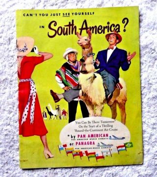 Vintage Pan American Panagra Airways Planes South America 1949 Dc6 Clipper