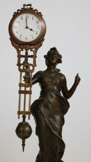 ANTIQUE 8 DAY SWINGER MYSTERY CLOCK - JUNGHANS with DIANA STATUE restore 2