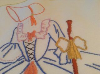 Vintage Crinoline Lady Hand Embroidered 3 Piece Dressing Table Set 5