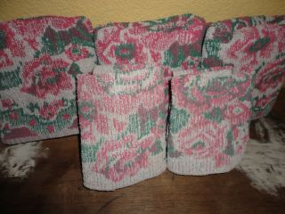 Vintage Penney Pink Green Natural Vintage Floral (5pc) Hand & Washcloth Set