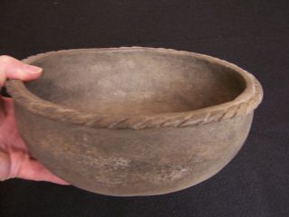 Large Authentic Rope - Edged Mississippian Pottery Bowl From Cross Co. ,  Arkansas