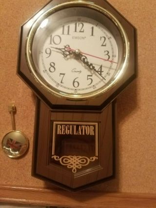 Vintage Antique Regulator Wall Clock W Pendulum