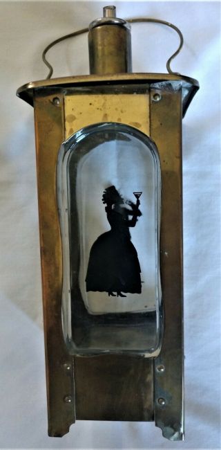 Antique Brass And Glass Liquor Decanter Lantern With Wind - Up Music Box Unique