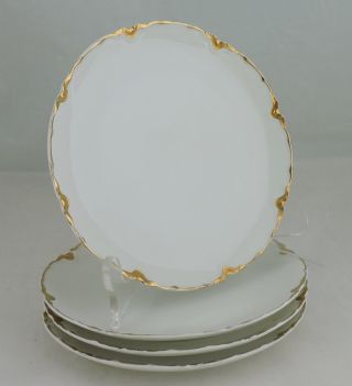Antique Limoges White Gold Small Plate Set 4 Haviland Scalloped Dinnerware